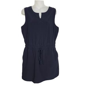 T by Talbots Womens Dress MP Medium Petite Blue Cinched Tie Waist Knee Length